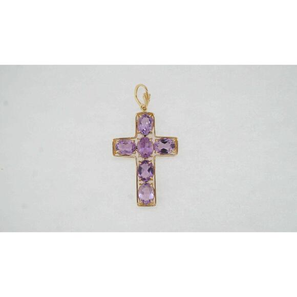 14K Yellow Gold Estate Amethyst Pendant 5.10 TCW Fine Jewelry